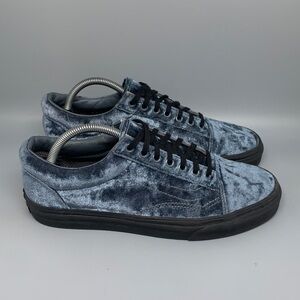 Vans Old Skool Crushed Velvet Navy Blue Skate Shoes Men’s Sz 9.5 Women’s Sz 11